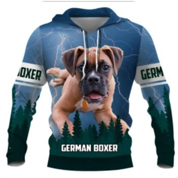 Street Style Blue Dog Pattern Animals Hoodie