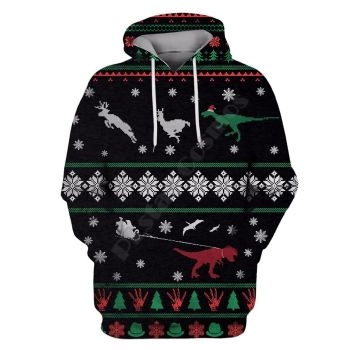  Cute Black Dinosaurs Pattern Christmas Hoodie