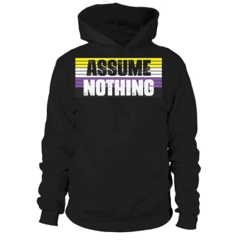 Assume Nothing Nonbinary Flag Barcode Hoodies