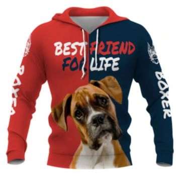 Temperament Red Blue Dog Pattern Animals Hoodie