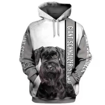 Popular And Vintage Grey Dog Pattern Animals Hoodie