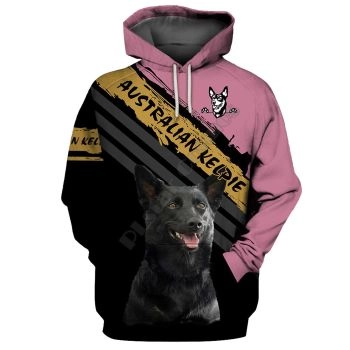 Vintage  Black Pink Dog Pattern Animals Hoodie