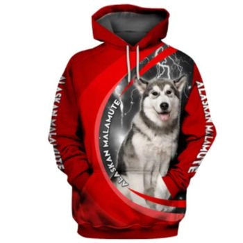 Elegance Red Dog Pattern Animals Hoodie