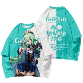 Durable Genshin Impact Sucrose Fake Two Pieces Hoodie