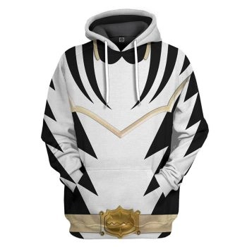 Loose White Black Belt Pattern Armor Hoodie