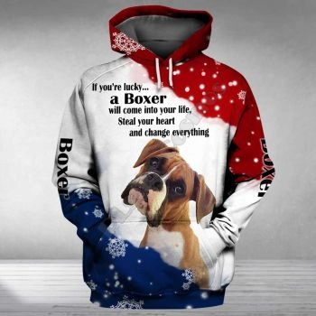 Precious And Gorgeous White Blue Dog Pattern Animals Hoodie