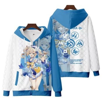 High-Quality Genshin Impact Barbara The Anime Zip-Up Hoodie