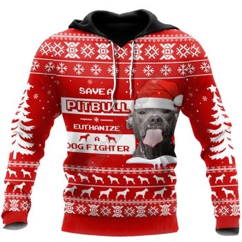 Vintage  Red Dog Pattern Christmas Hoodie