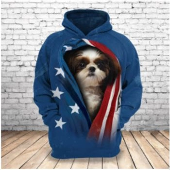 Pretty Blue Dog Pattern Animals Hoodie