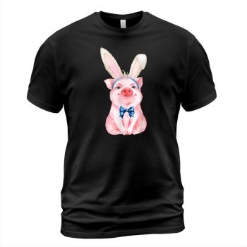 Adorable Easter Pig with Easter Bunny Ears Easter Pig T Shirt