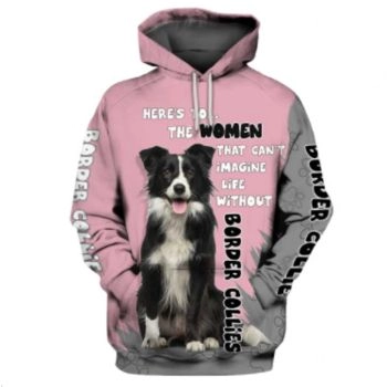 Loose And Fashion Pink Dog Pattern Animals Hoodie