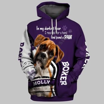 Fashion Purple White Dog Pattern Animals Hoodie