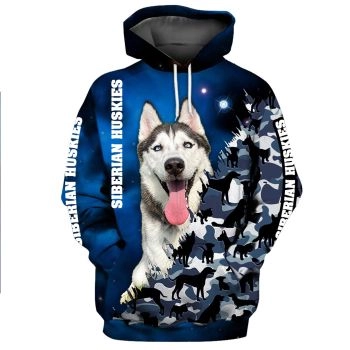 Temperament Blue Dog Pattern Animals Hoodie