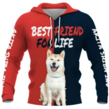 Street Red Blue Dog Pattern Animals Hoodie