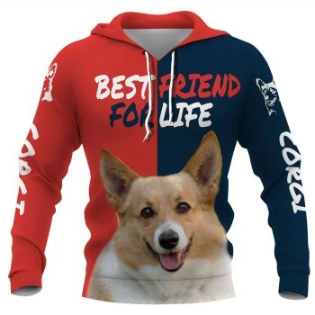 Loose And Gorgeous Red Blue Dog Pattern Animals Hoodie