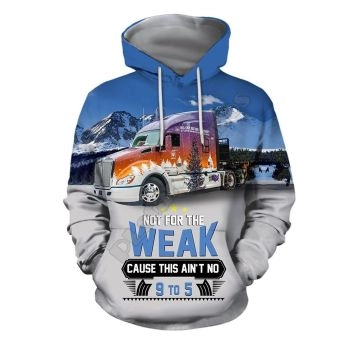 Street Blue White Truck Pattern Christmas Hoodie