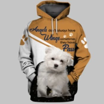 Fashion Brown White Dog Pattern Animals Hoodie