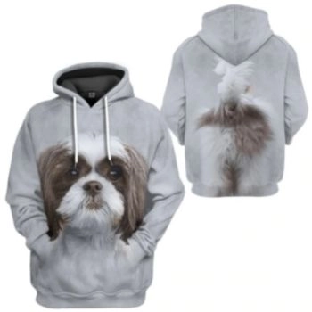 Street Style White Dog Pattern Animals Hoodie