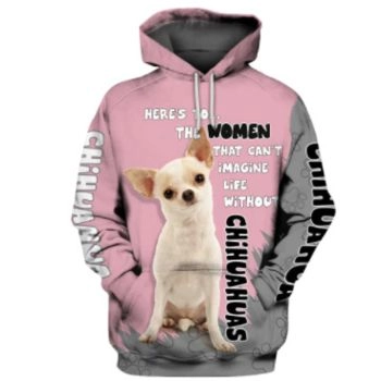 Cute And Loose Pink Dog Pattern Animals Hoodie