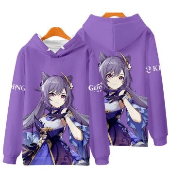 College Style Genshin Impact Keqing Apricot Hoodie