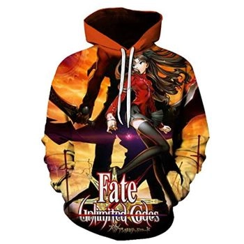 Fate Stay Night Hoodies &#8211; Rin Tohsaka 3D Printed Fashion Hooded Long Sleeve Pullover