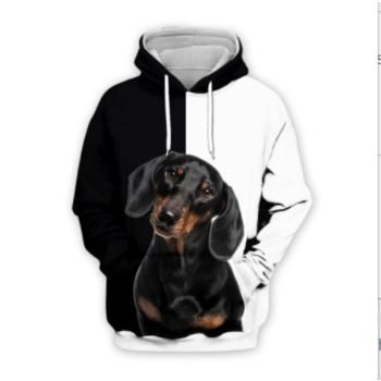 Cute Black White Dog Pattern Animals Hoodie