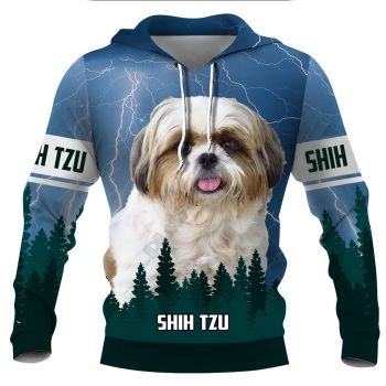 Popular And Vintage Blue Dog Pattern Animals Hoodie