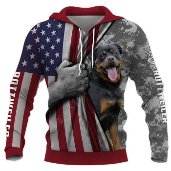 Oversize Black Red Dog Pattern Animals Hoodie