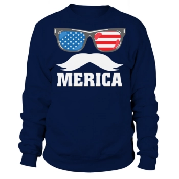 4th of July MERICA Moustache Sweatshirt
