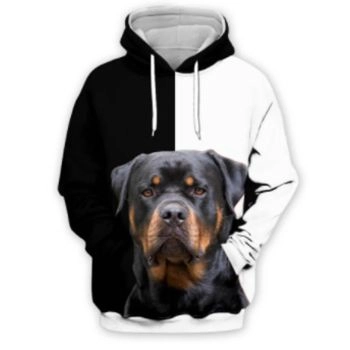 Popular And Vintage Black White Dog Pattern Animals Hoodie