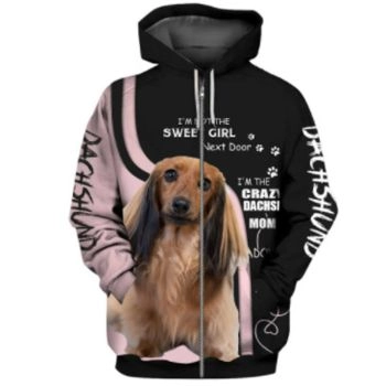  Precious And Gorgeous Pink Black Dog Pattern Animals Zip-Up Hoodie