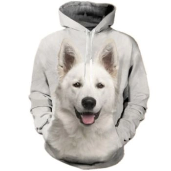 Elegance White Dog Pattern Animals Hoodie