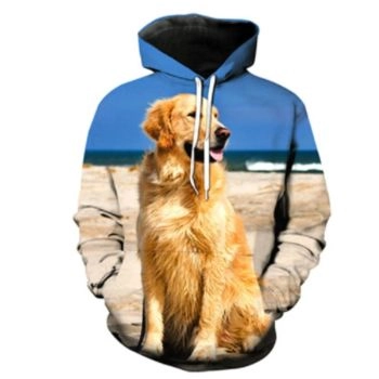 Street Style Blue Brown Dog Pattern Animals Hoodie