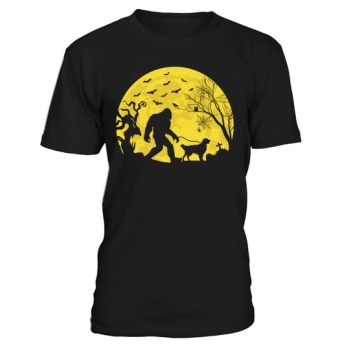 Bigfoot Walking Golden Retriever Funny Halloween