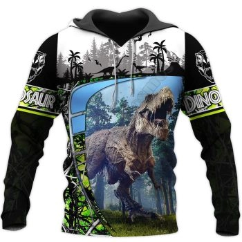 Street Black   Dinosaurs Pattern Animals Hoodie