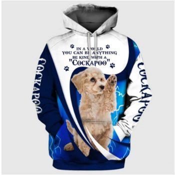 Classical  Blue White Dog Pattern Animals Hoodie