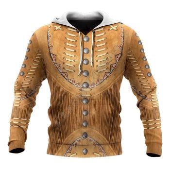 Loose Brown Buttons Pattern Indians Hoodie