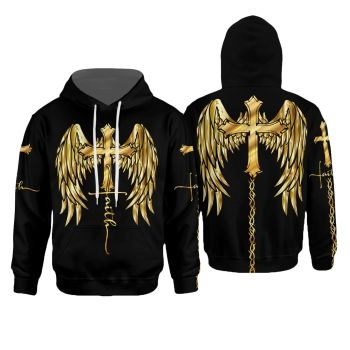  Temperament Black Yellow Crosses Pattern Jesus Hoodie