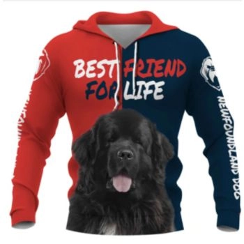 Precious Red Blue Dog Pattern Animals Hoodie