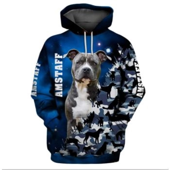 Cute And Loose Blue Dog Pattern Animals Hoodie