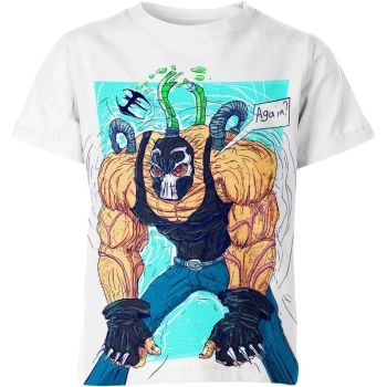 Revealing Powerful Adversary with the Bane From Batman T-Shirt in White, Blue, and Multicolor