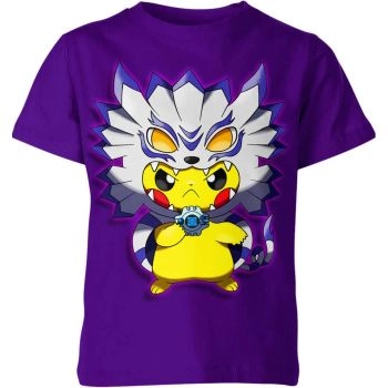 Digital Fusion - Garurumon x Pikachu Purple Pokemon Shirt