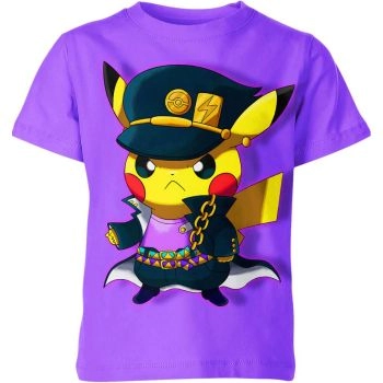 Legendary Collaboration - Jotaro Kujo Jojo's Bizarre Adventure x Pikachu Shirt in Royal Purple