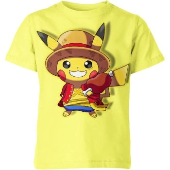 Vibrant Yellow Monkey D Luffy x Pikachu From DQS Shirt