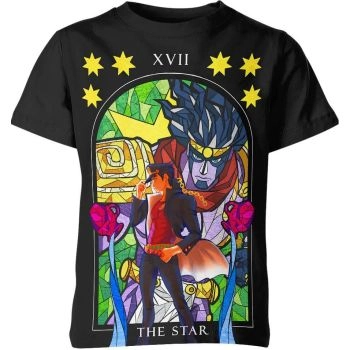 Unbreakable Bonds - Jotaro Kujo and Star Platinum Jojo's Bizarre Adventure Shirt in Mysterious Black