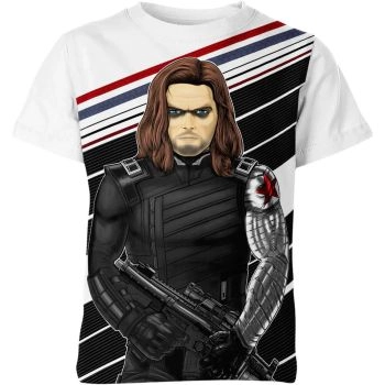 Bucky's Battle: Winter Soldier Bucky Barnes Blue T-Shirt for Marvel Fans
