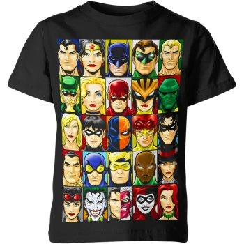 DC Comics Characters Shirt - Celebrate the Multitude of Heroes and Villains in Black