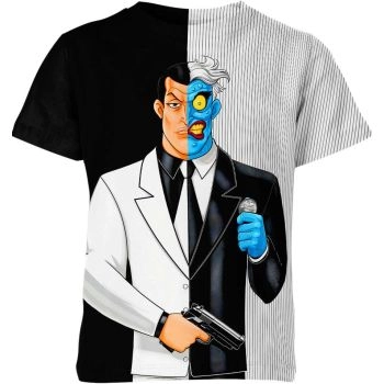 Split Personality: Black and White Twoface From Batman Shirt - A Cool and Classic DC Tee
