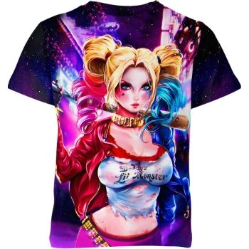Harley Quinn Arkham Asylum T-Shirt: The Multicolor Harley Quinn Breaking Out of Arkham
