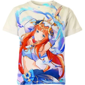 Nilou in Serene Blue and Cream Shirt